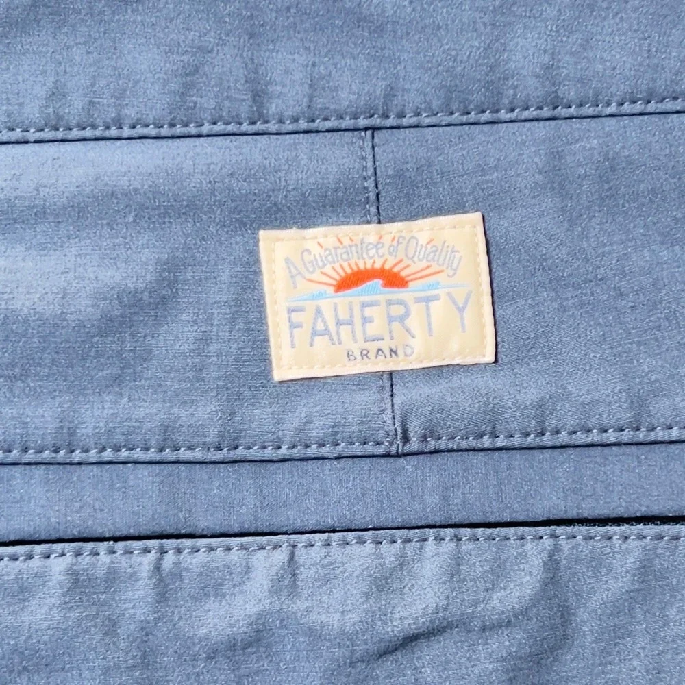 Faherty All Day Shorts Mens Sz 38 Blue Hybrid Stretch Quick Dry